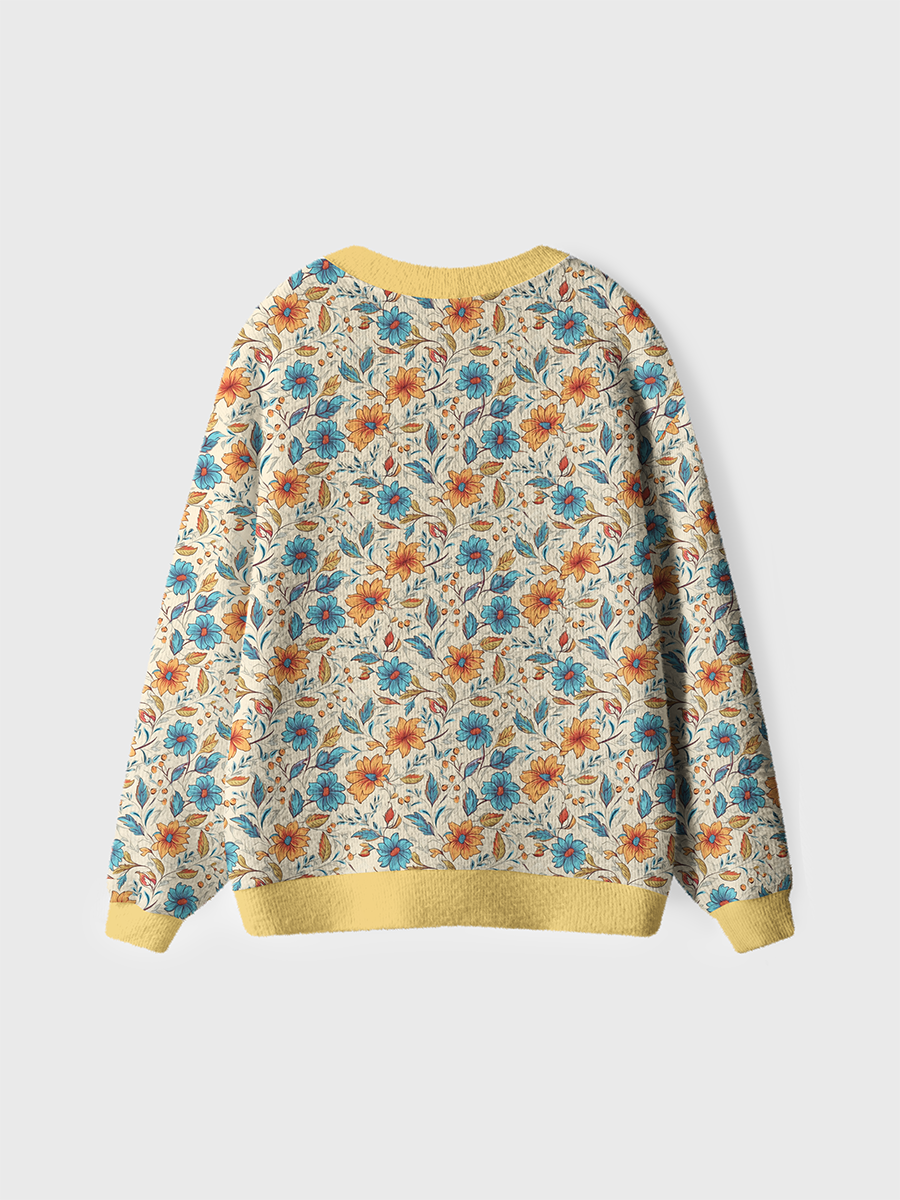 Vintage Seamless Floral Print Sweaters