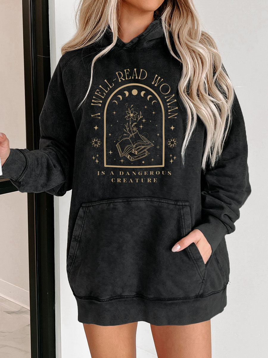 A Well Read Woman Bookish Washed Hoodie
