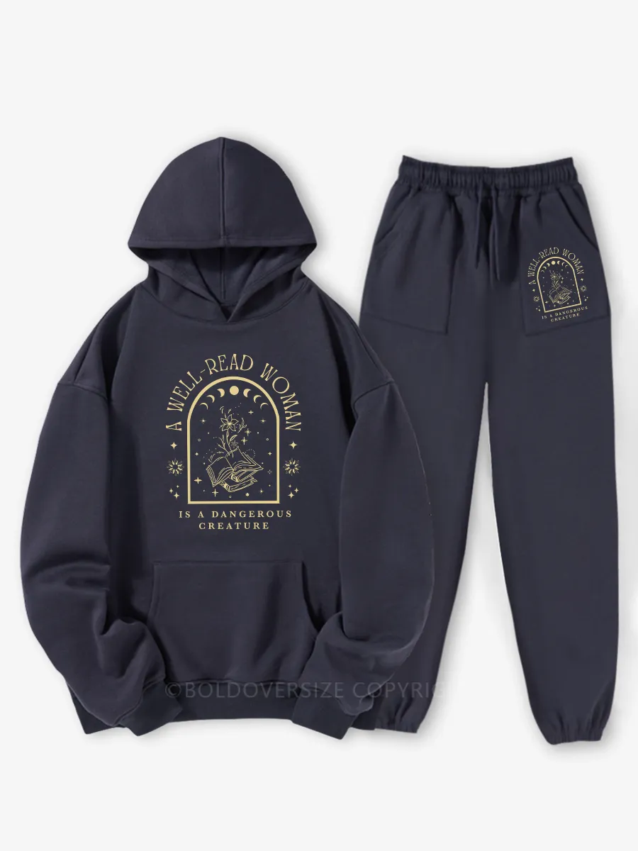 Vintage A Well Read Woman Bookish Hoodie Suit