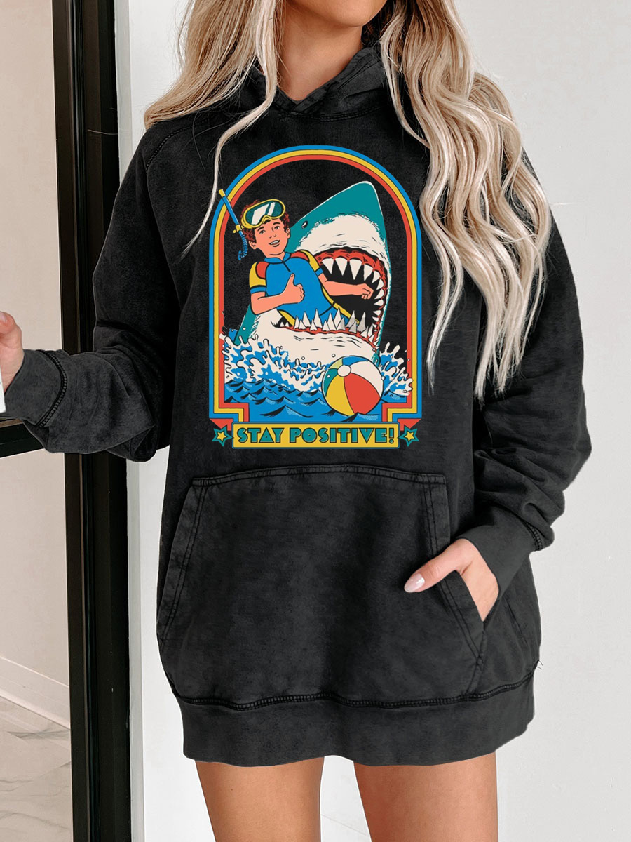 Stay Positive Washed Hoodie