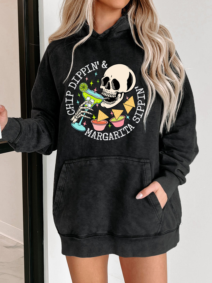 Chip Dipping And Margarita Sippin Washed Hoodie