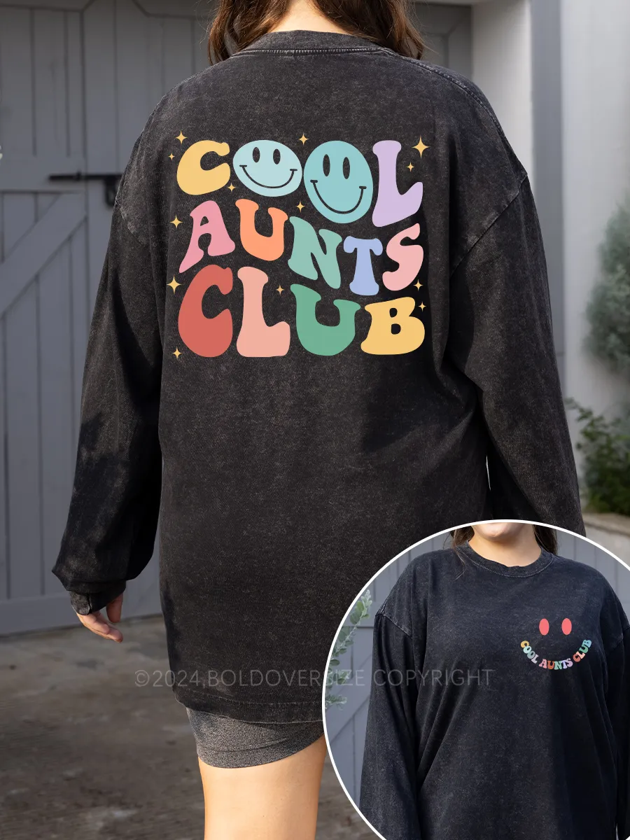 Vintage Cool Aunts Club Washed Long Sleeve Shirt