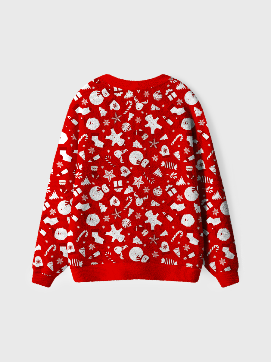 Vintage Red Snowman Candy Cane Christmas Ugly Cardigan Sweaters