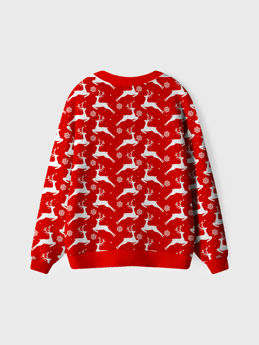 Vintage Red Reindeer Snowflake Christmas  Ugly Cardigan Sweaters