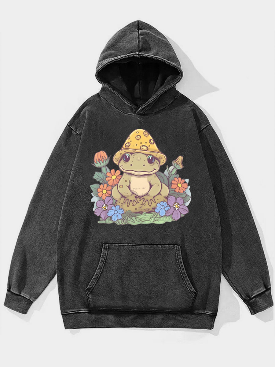 Oversized Retro Frog Washed Hoodie