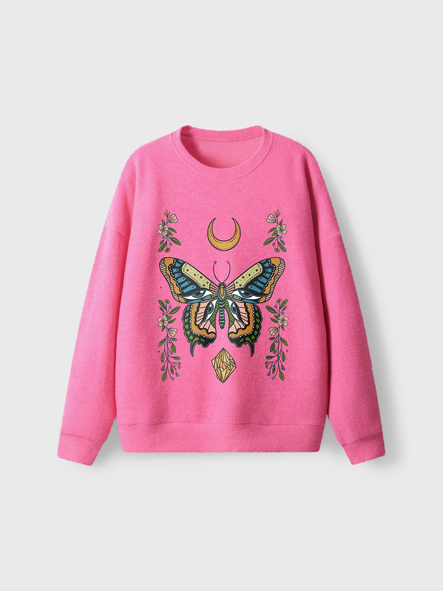 Vintage Butterfly Eyes Tee Fuzzy Sweater