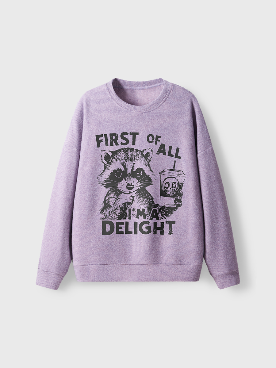 Vintage First Of All I Am Delight Fuzzy Sweater