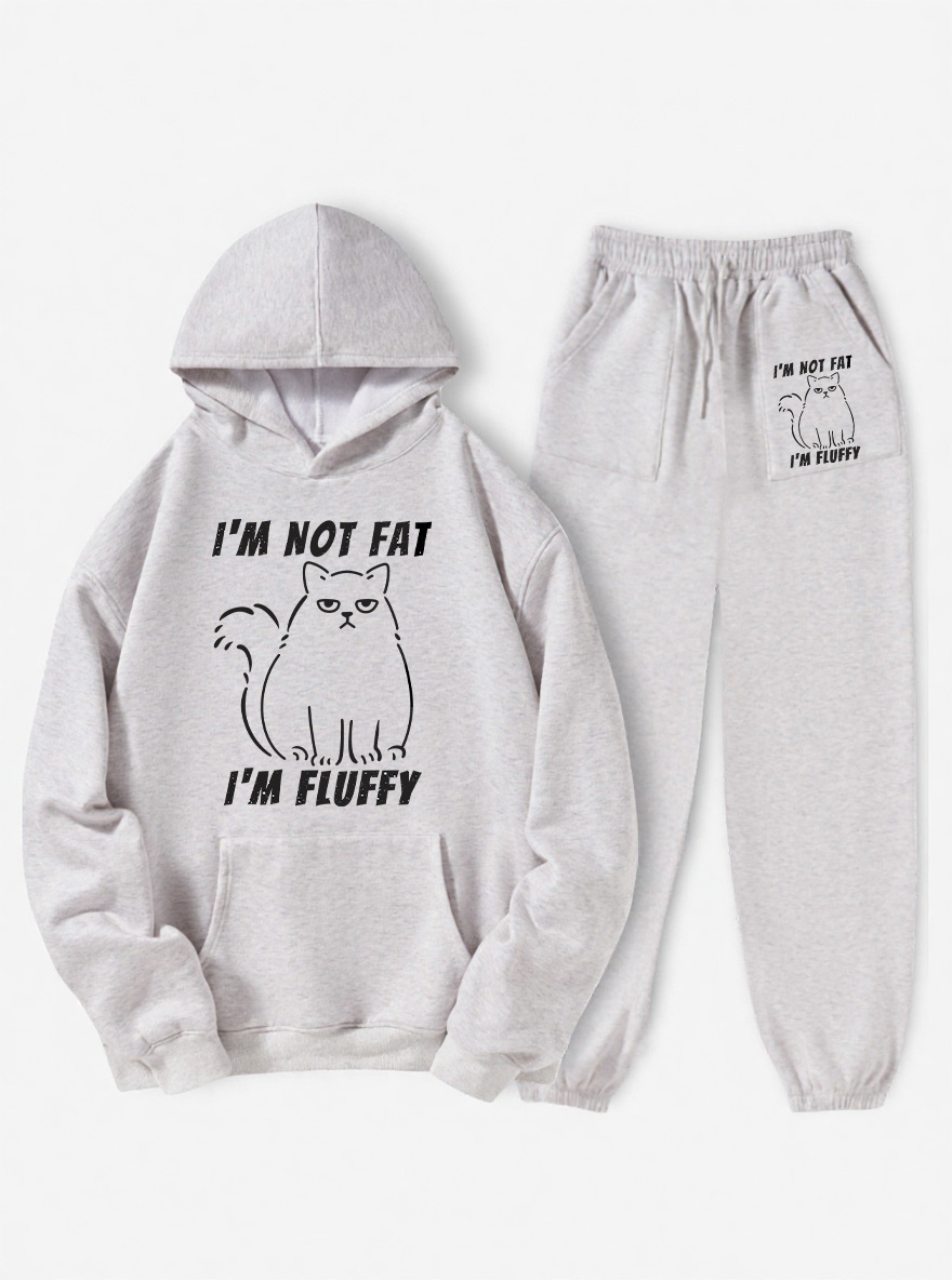 Vintage I'M Not Fat, I 'M Fluffy Fleece Hoodie Suit