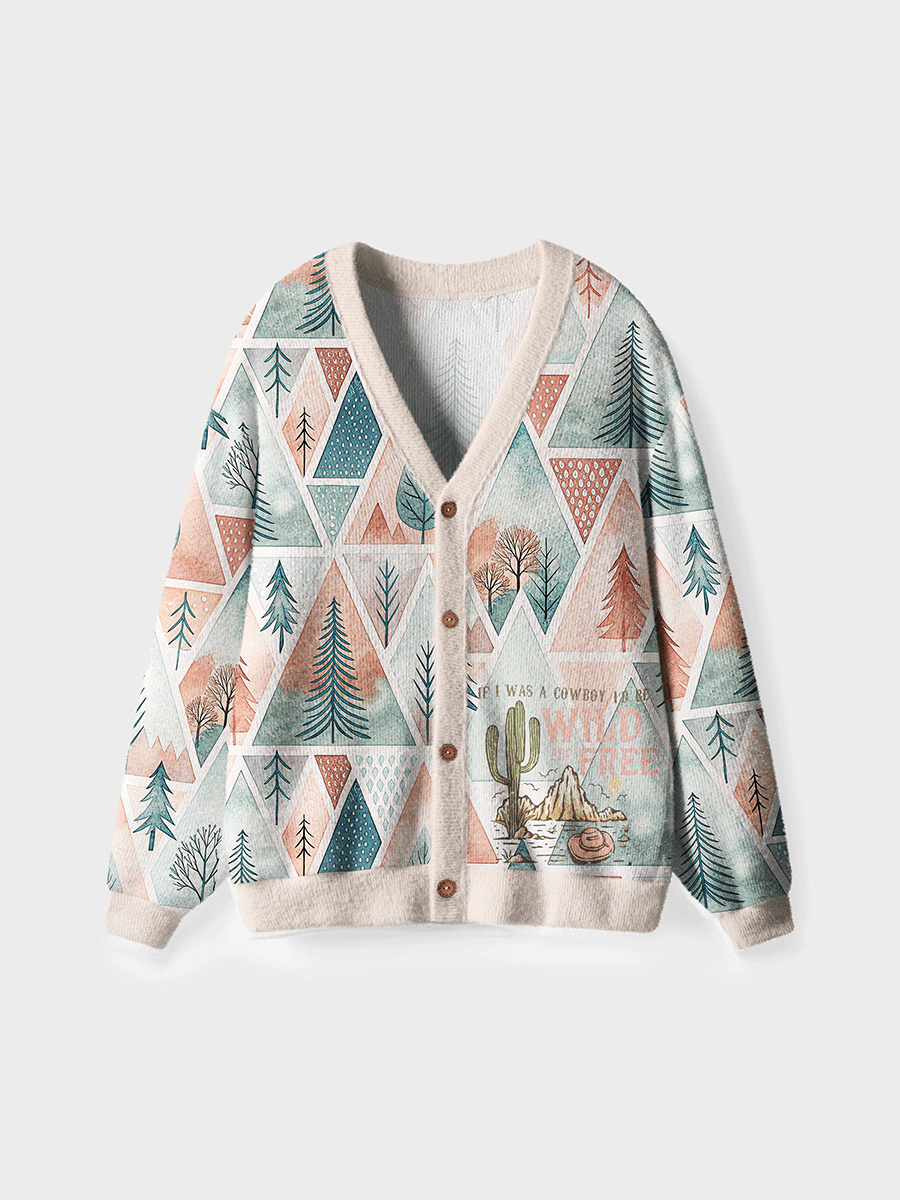 Vintage If I Was A Cowboy I'd Be Wild And Free Cardigan Sweaters