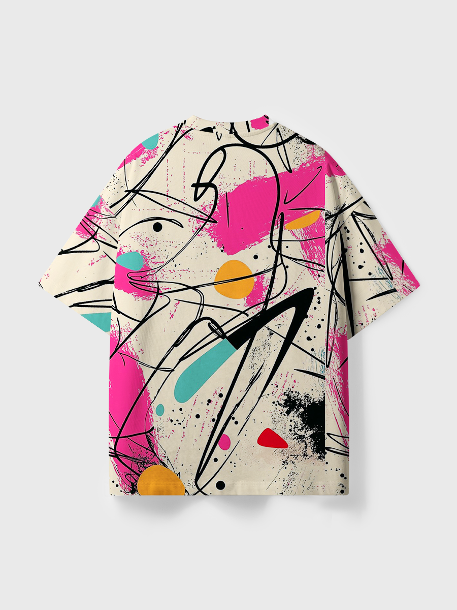 Vintage Colorful Abstract Doodle All Over Print T-Shirt