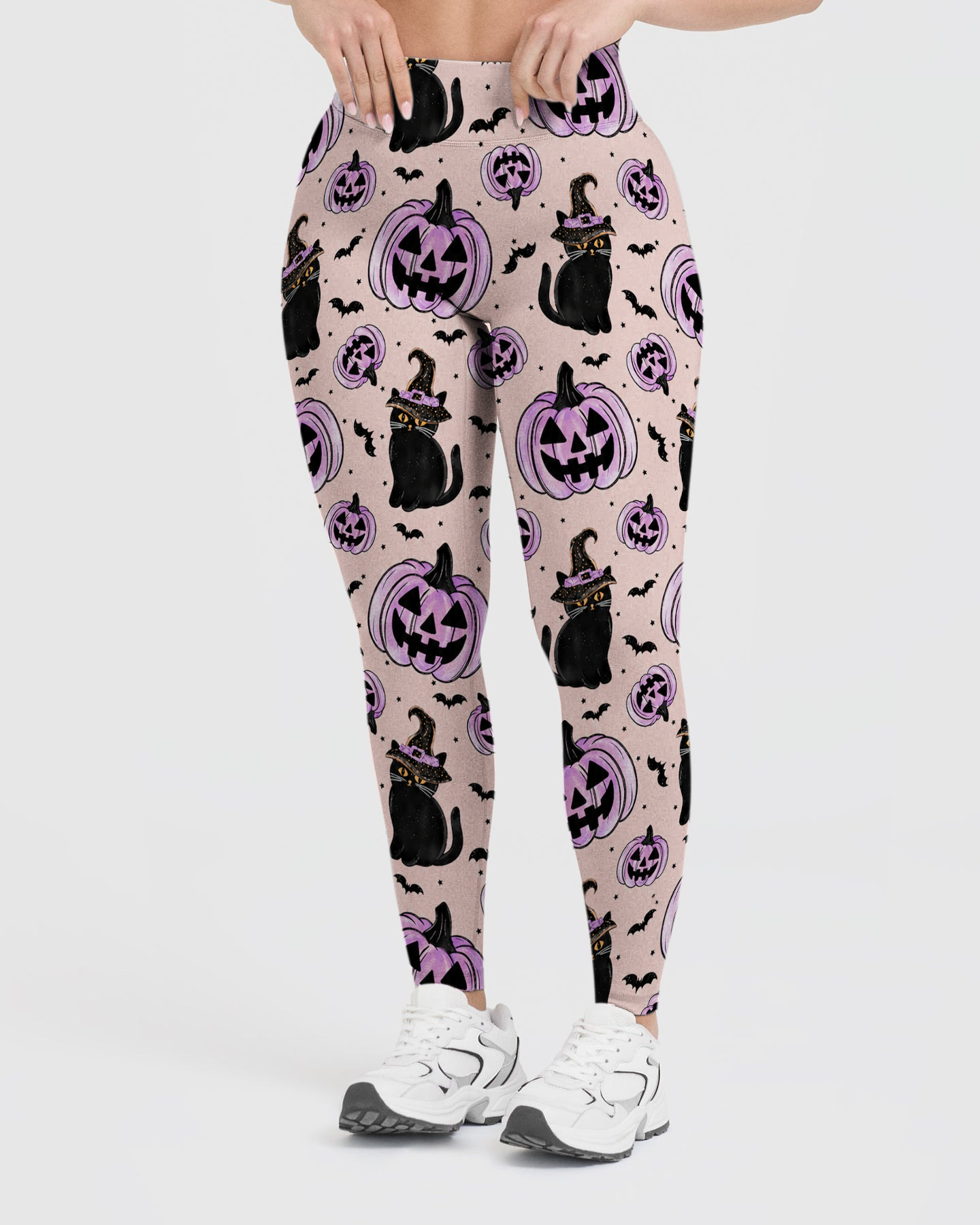Vintage Pumpkin Witch Black Cat Leggings