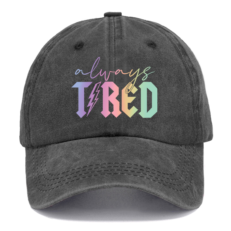 Vintage Plus Size Always Tired Glitter Washed Cap