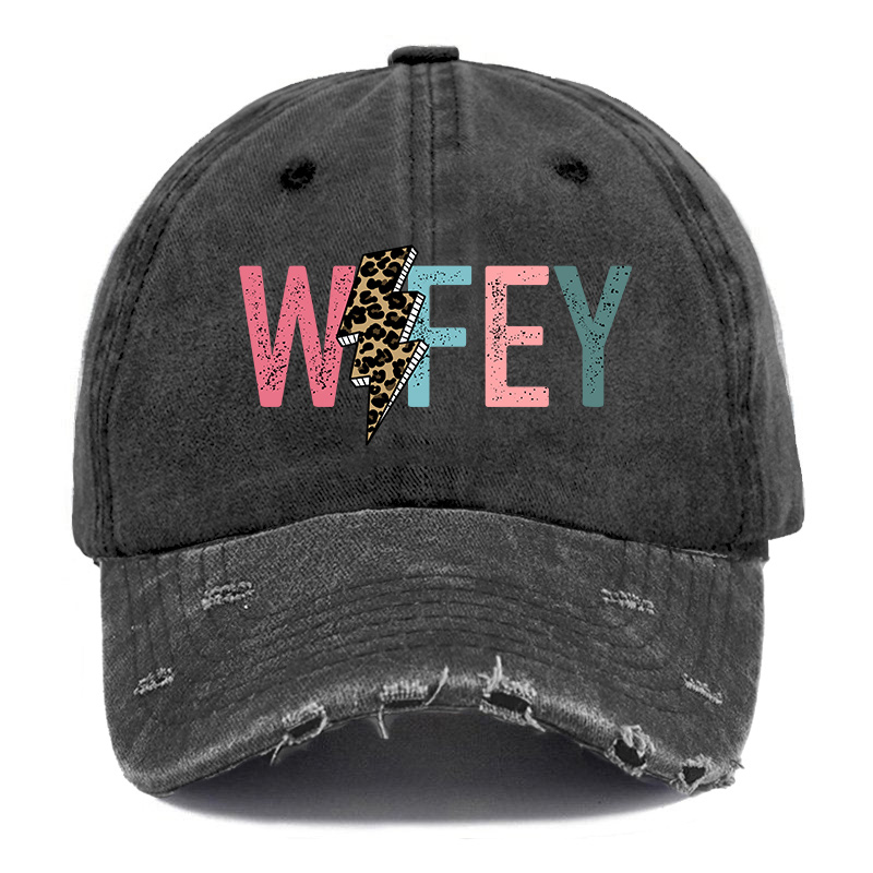 Vintage Wifey Graphic Ripped Washed Cap