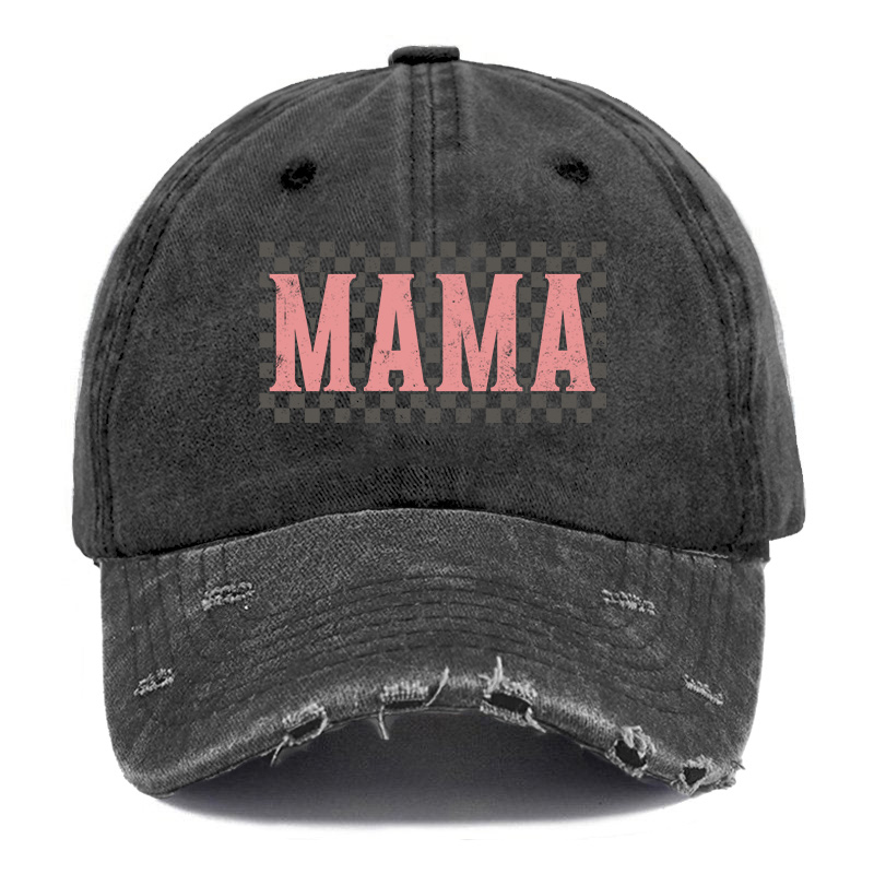 Vintage Retro Boho Mama Ripped Washed Cap