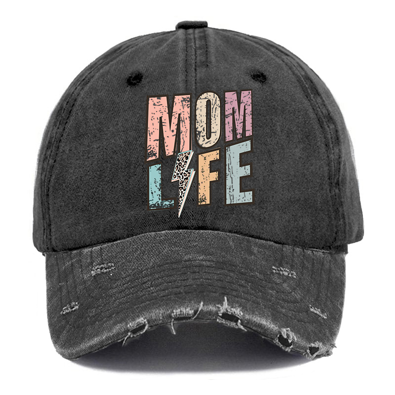 Vintage Mom Life Ripped Washed Cap
