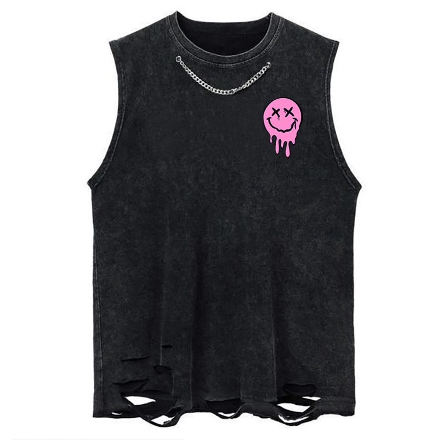 Vintage It'S Fine Chain Ripped Washed Tank