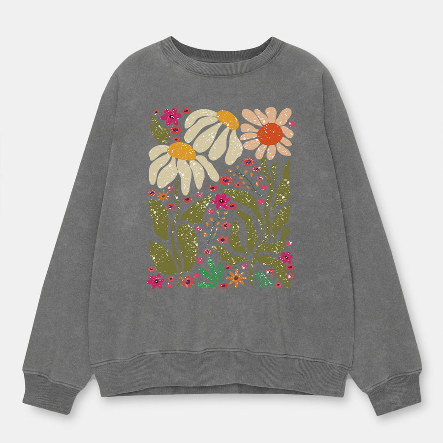 Vintage Hippie Flower Washed Sweatshirt