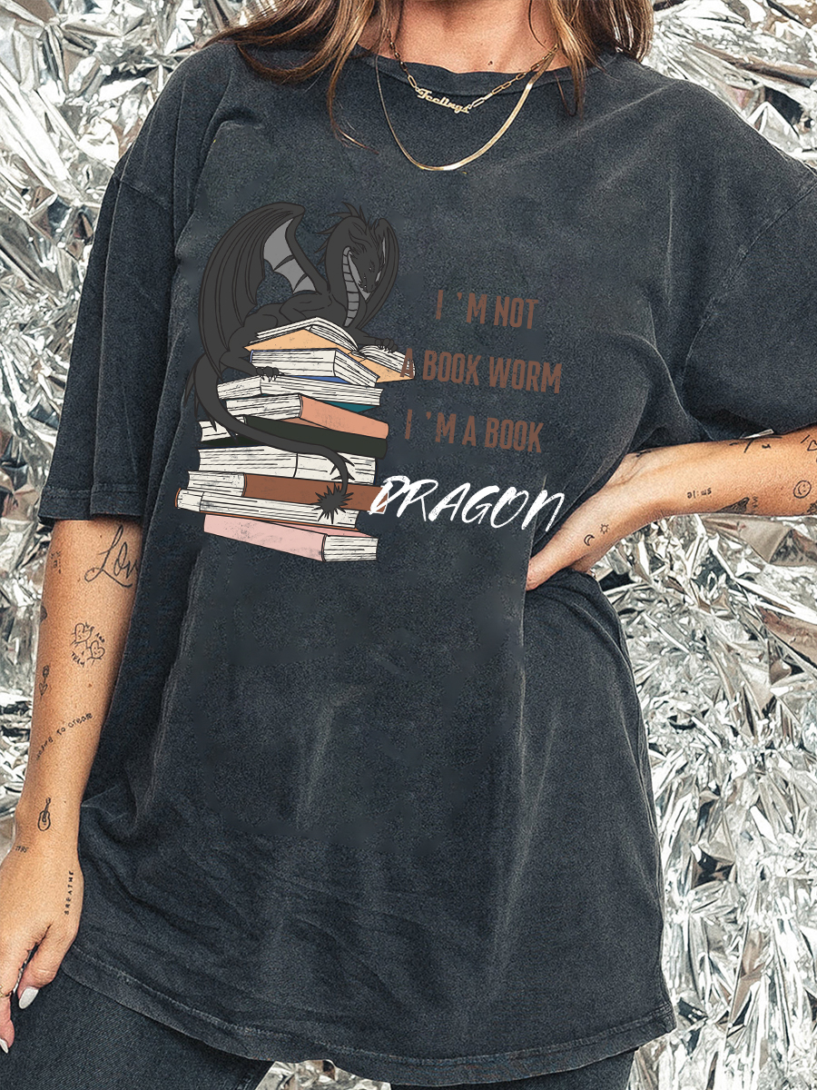 Vintage I‘m A Book Dragon Novel Washed T-Shirt