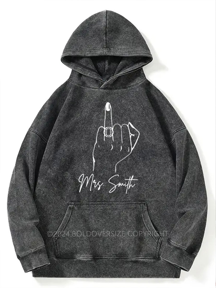 Vintage Custom Bride Mrs. Last Name Washed Hoodie