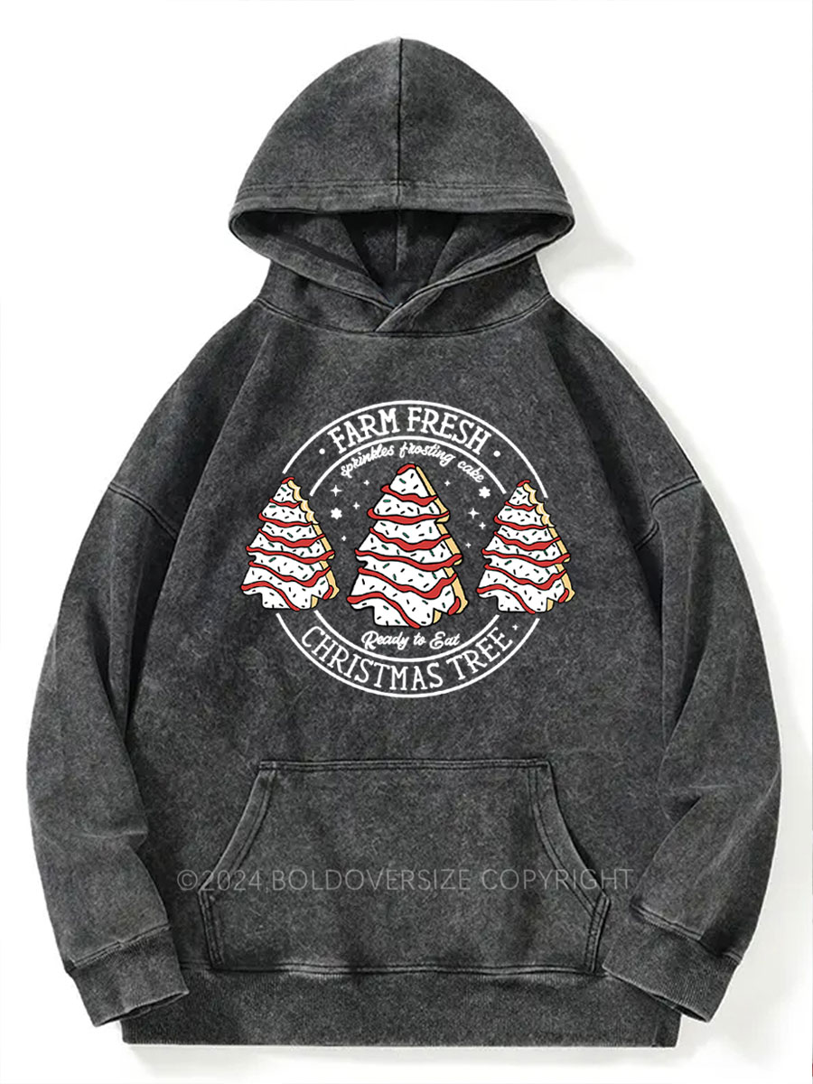 Vintage Farm Fresh Christmas Tree Cakes Washed Hoodie