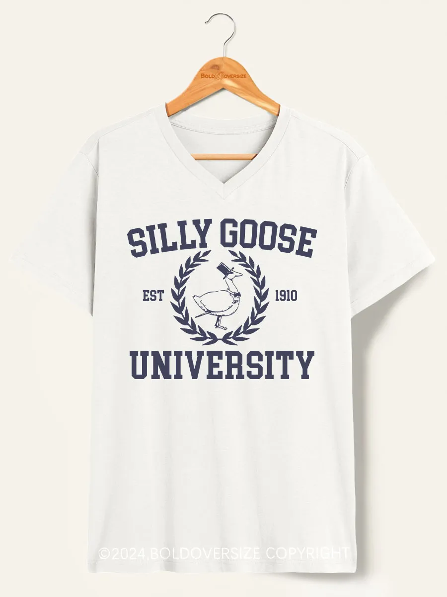 Vintage Silly Goose University Crewneck V-Neck Tee