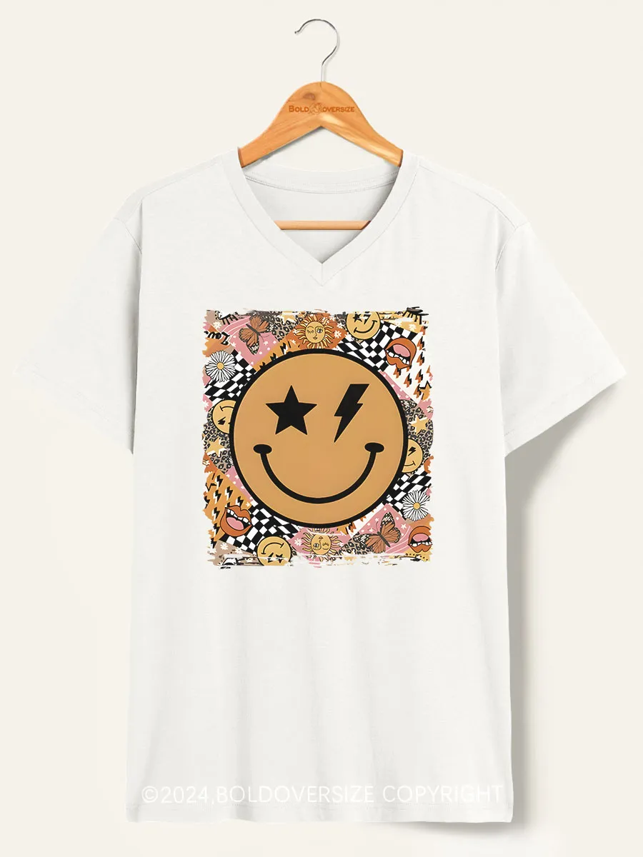 Vintage Smile V-Neck Tee