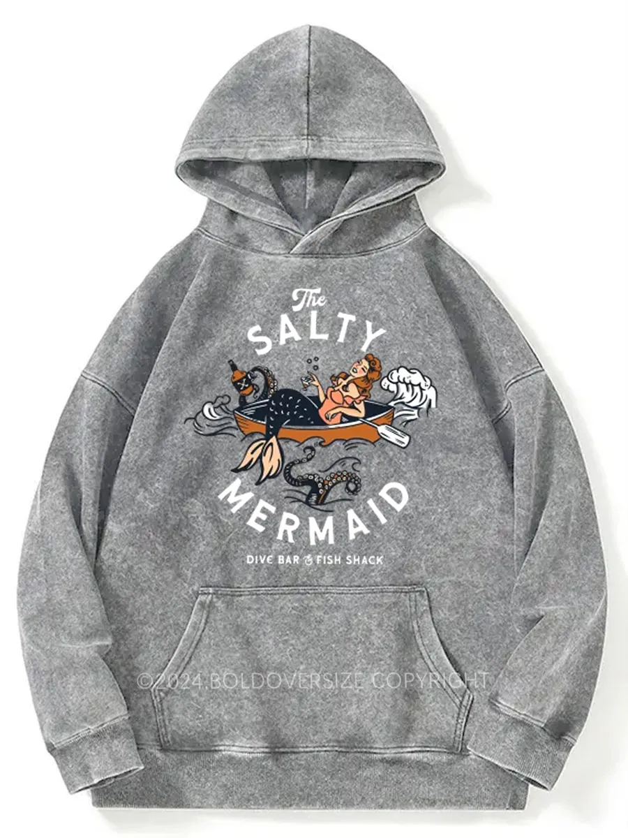 The Salty Mermaid Dive Bar Washed Hoodie