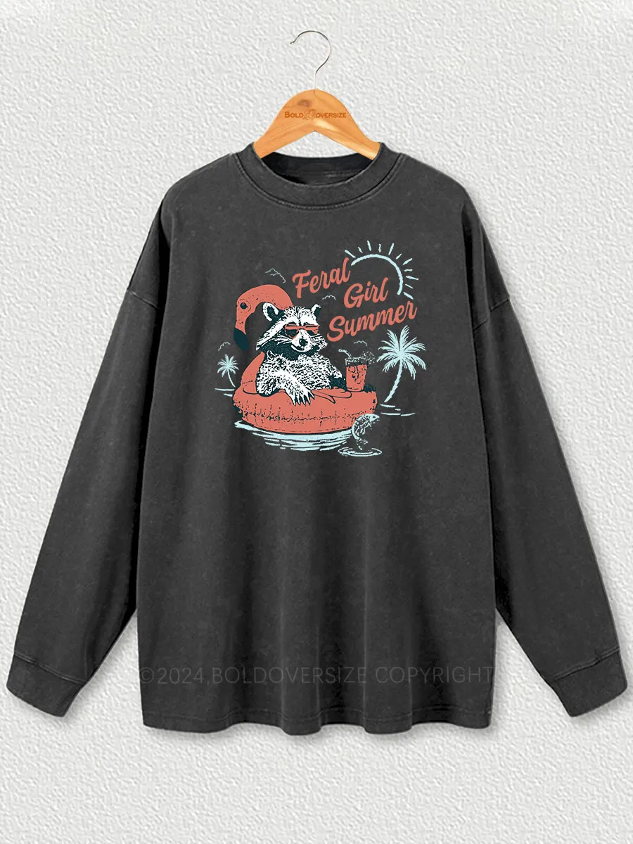 Vintage Feral Girl Summer Washed Long Sleeve Shirt