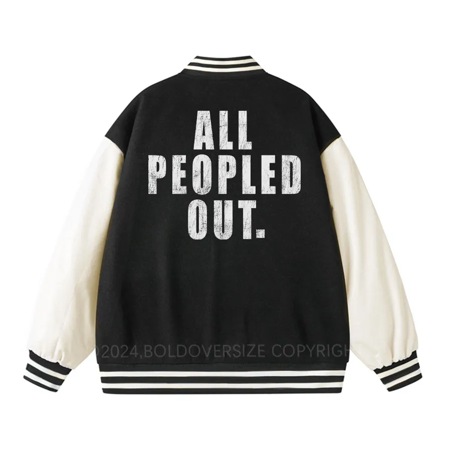 Vintage All Peopled Out Unisex Baseball Jacket