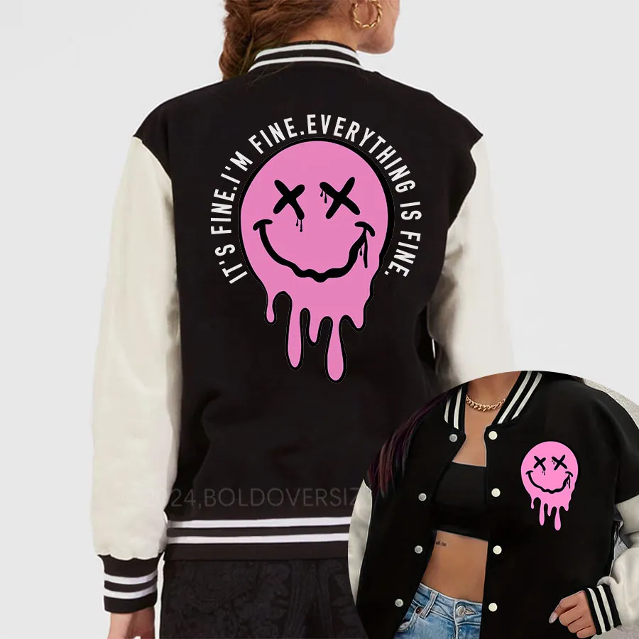 Vintage It'S Fine Unisex Baseball Jacket