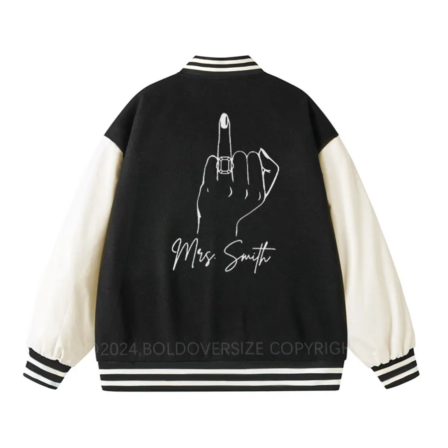 Vintage Custom Bride Mrs. Last Name Unisex Baseball Jacket