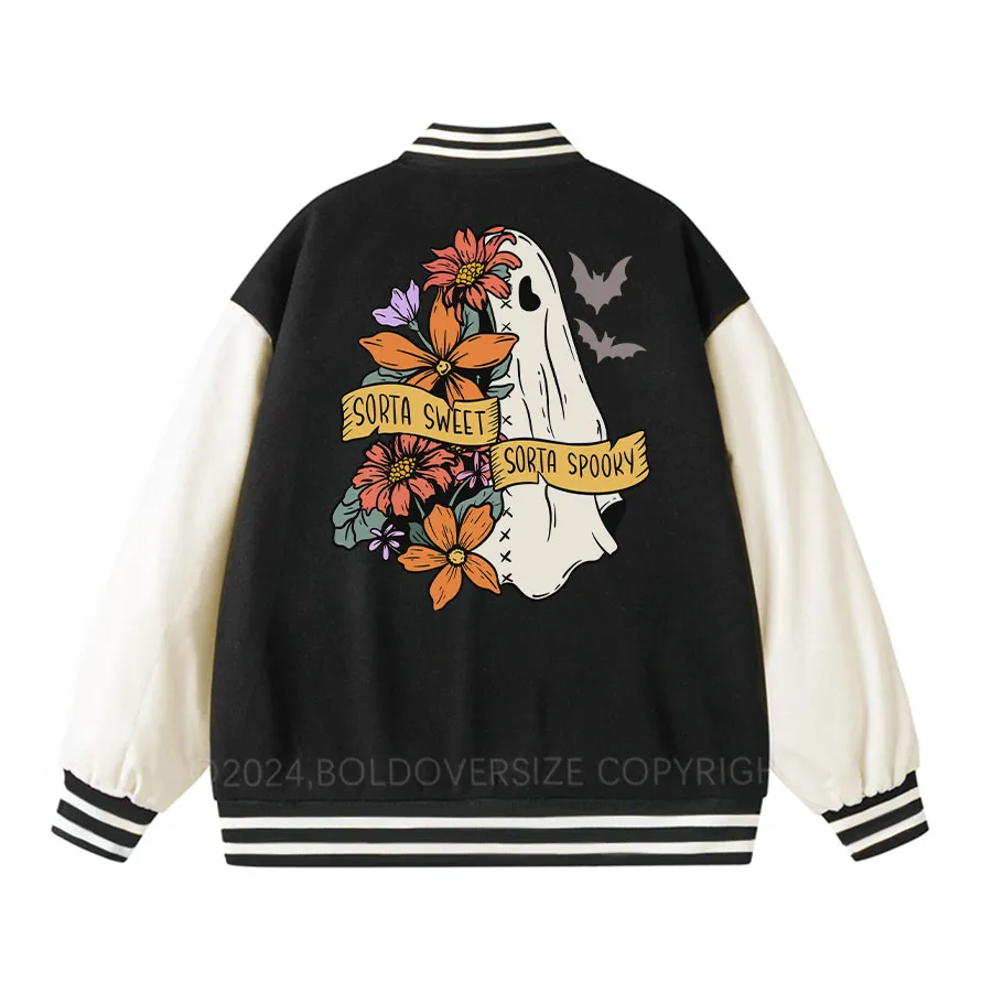 Vintage Sorta Spooky Ghost Unisex Baseball Jacket