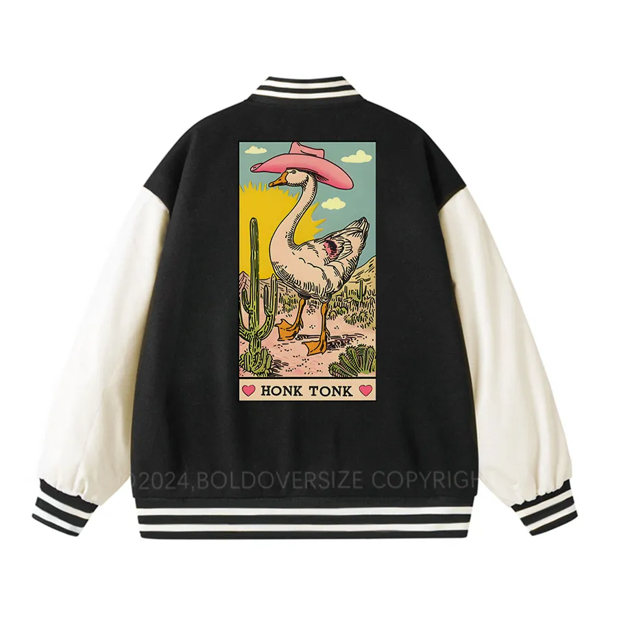 Vintage Honk Tonk Goose Unisex Baseball Jacket