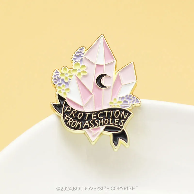 Witch Moon Amulet Pink Crystal Pin