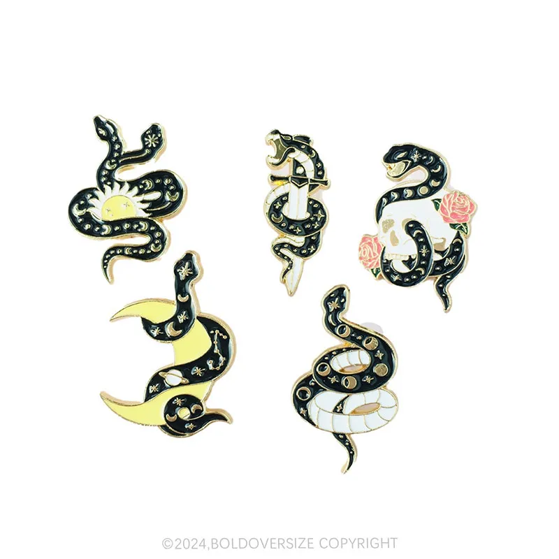 Dark Style Little Snake Skull Fairy Tale Pin
