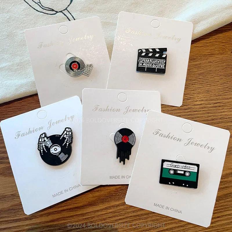 Vintage Remembrance Movie Tape CD Skull Pin