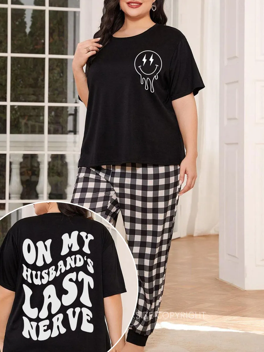 Vintage Retro Husbands Last Nerve Plaid Christmas Pajama Set