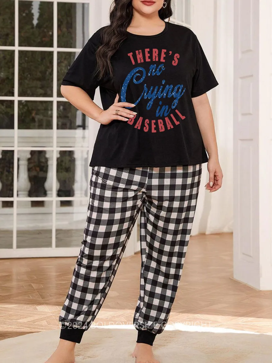 Vintage There's Is No Crying In Baseball Plaid Christmas Pajama Set