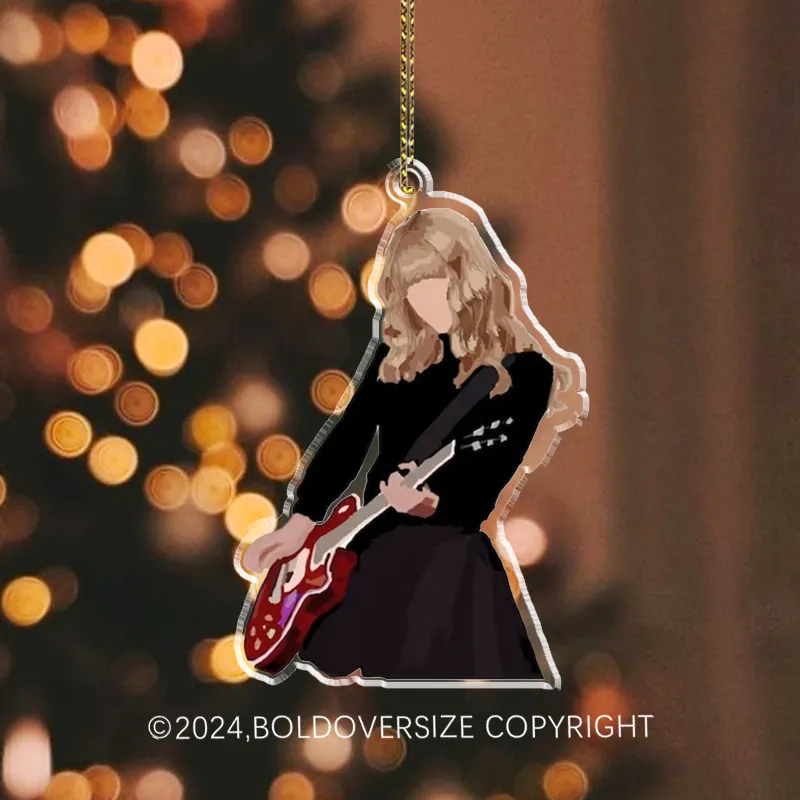 Female Singer Record Pattern Mini Acrylic Ornament