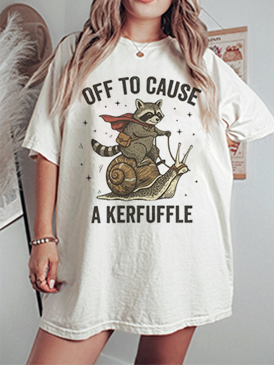 Vintage Off To Cause A Kerfuffle Oversize Graphic Tee