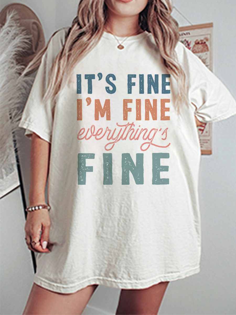Vintage It'S Fine Oversize Graphic Tee