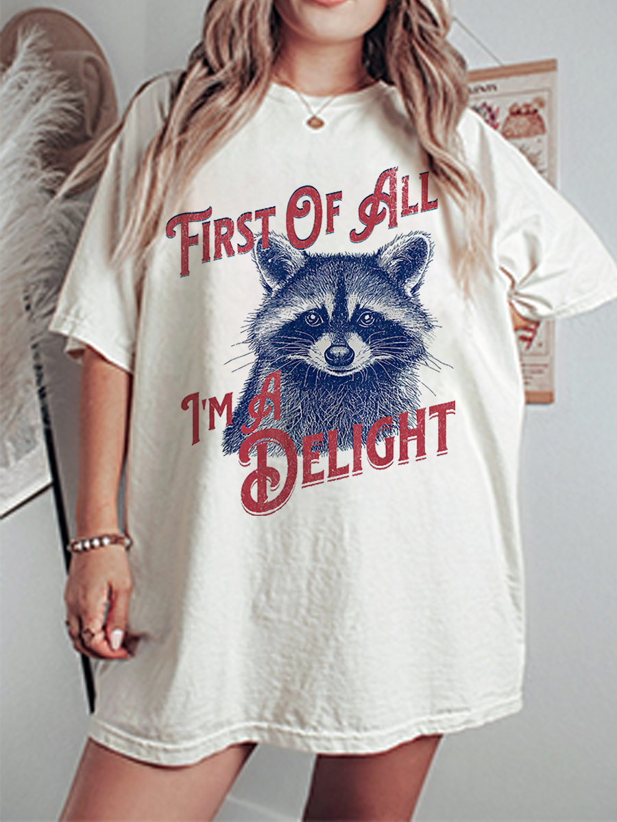 Vintage First Of All I'M A Delight Oversize Graphic Tee