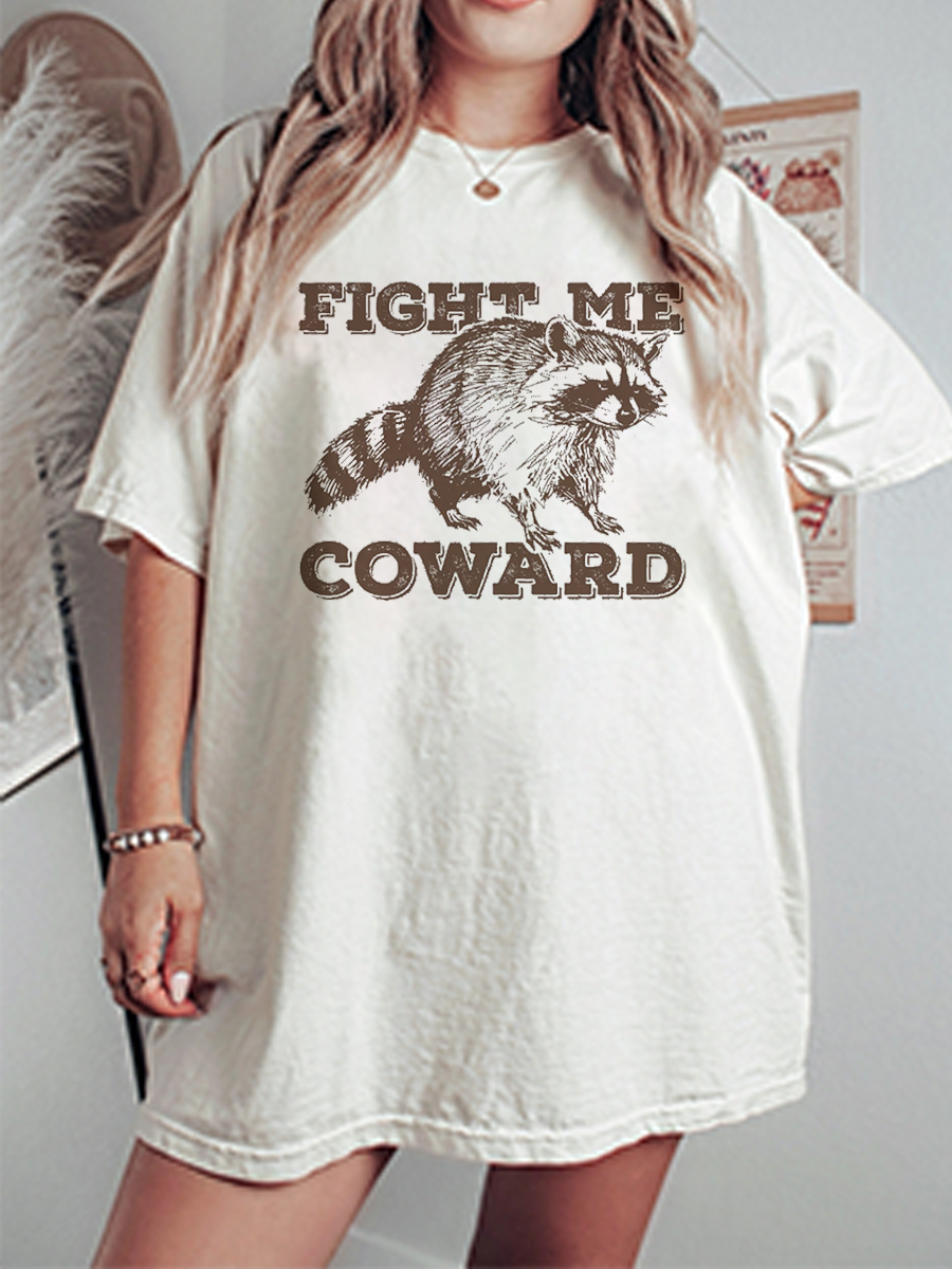Vintage Fight Me Coward Oversize Graphic Tee