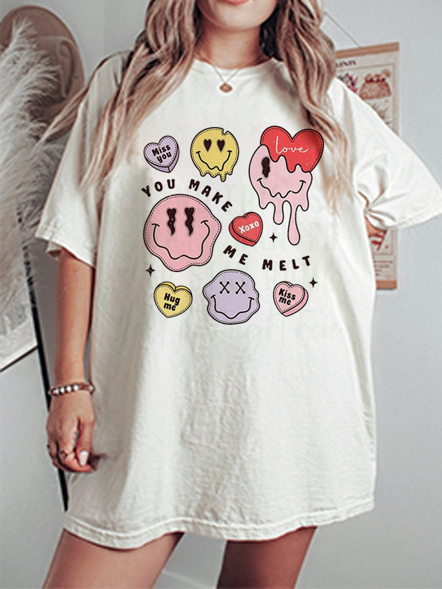 Vintage Smile Heart Oversize Graphic Tee