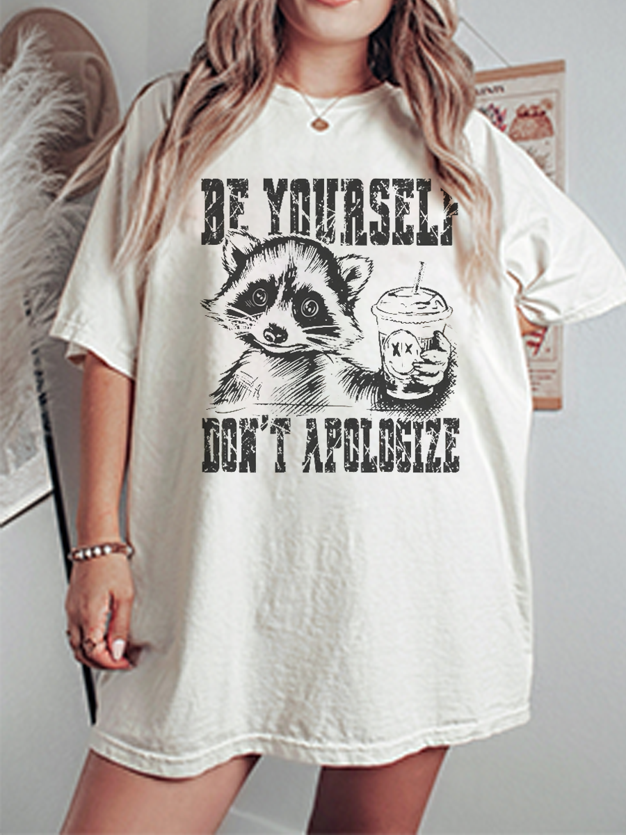 Vintage Be Yourself Don’T Apologize Oversize Graphic Tee