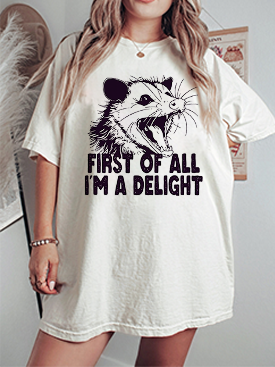 Vintage First Of All I'M A Delight Oversize Graphic Tee