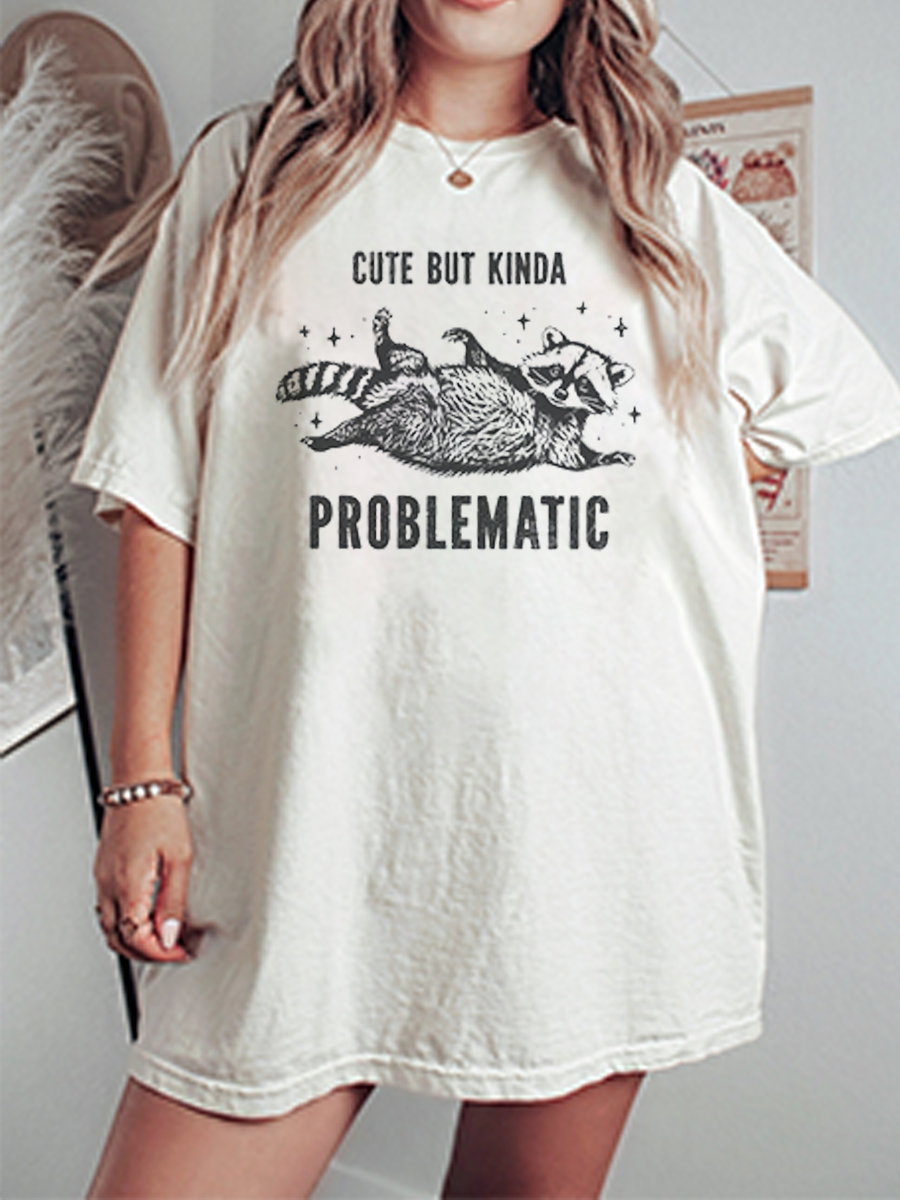Vintage Cute But Kinda Problematic Oversize Graphic Tee
