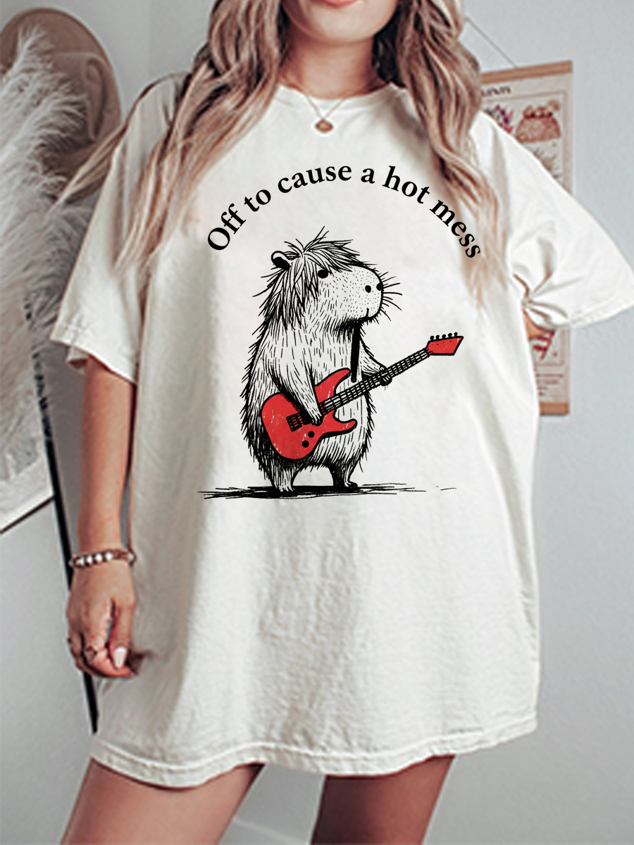 VintageOff To Cause A Hot Mess Oversize Graphic Tee
