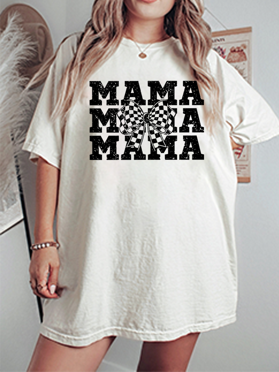 Vintage Mama With Coquette Bow Oversize Graphic Tee