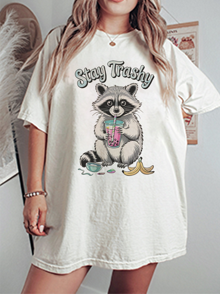 Vintage Stay Trashy Oversize Graphic Tee